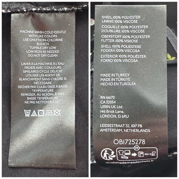 Free People NWT $128 In A Bubble Mini Dress in Black Cottagecore Floral Size M - Picture 10 of 10